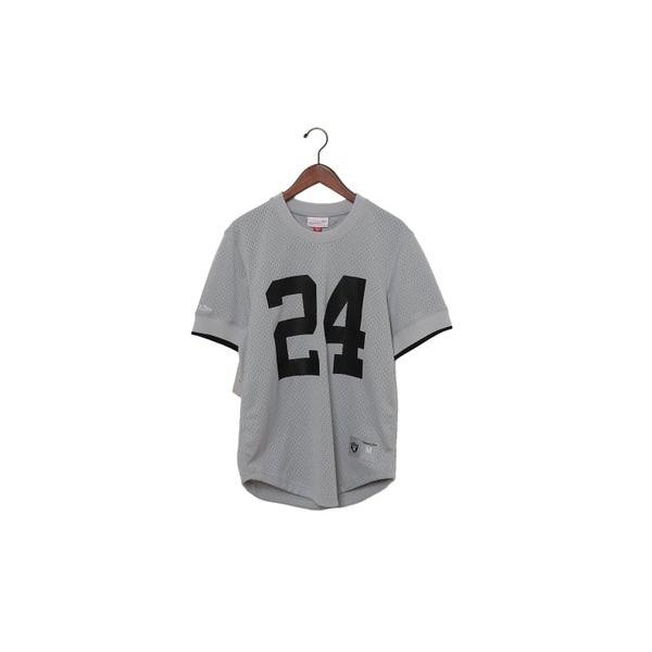 ミッチェルアンドネス mitchell &amp; ness メッシュ クルーネック ロサンゼルス・レイダース チャールズ・ウッドソン ゲームシャツ （ロサン