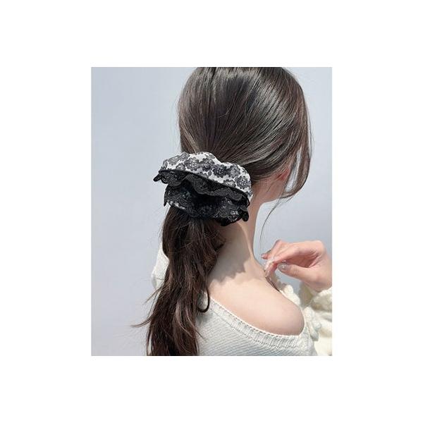 ミニミニストア miniministore ボリュームレースシュシュ 大きめヘアゴム （ブラック）