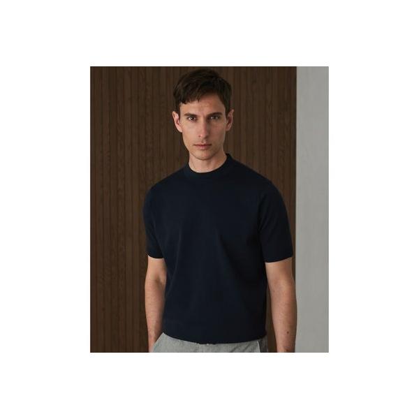 GOTAIRIKU 綿とポリのいいとこどり【洗濯機可】テーラード DRESS BIZ ニットTシャツ （ネイビー系）