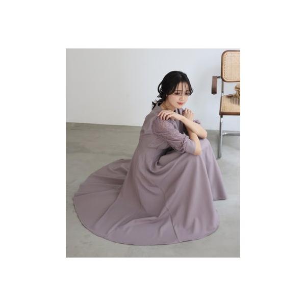 PourVous（プールヴー） 結婚式ワンピースドレス袖ありとロングタック