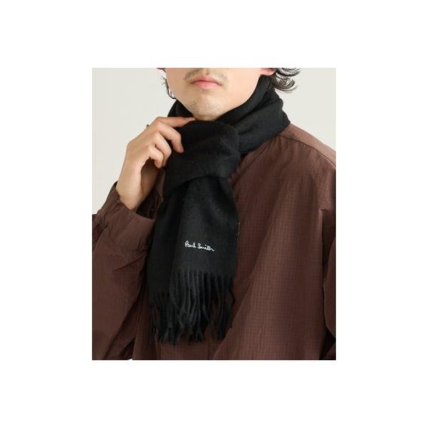Paul Smith　カシミヤ100% ストール フリンジ付き Paul Smith（ポール・スミス） マフラー ストール 無地 薄手 フリンジ