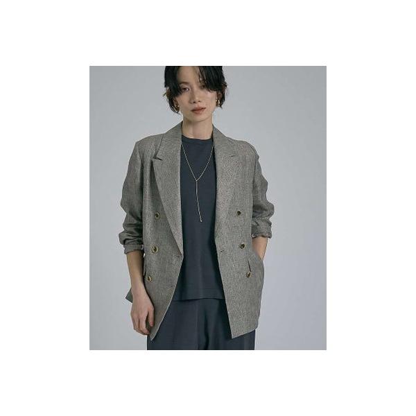 qualite - qualite 新品 ラメリネンジャケット 定価42900円 3248-00-80004 テーラードジャケット 24SS グレー レディース カリテ【中古】5-0616M∞ qualite（カリテ） 【セットアップ対応】ラメリネンジャケット【予約