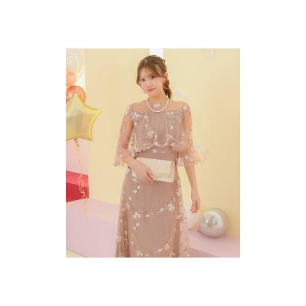 レティカ Retica パーティードレス シースルー 七分袖 花柄 刺繍