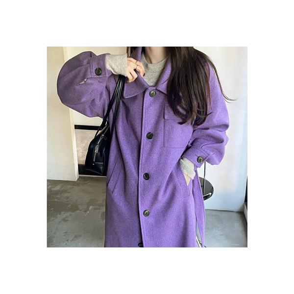 ジーラ GeeRA ポケットデザインステンカラーコート （杢パープル）