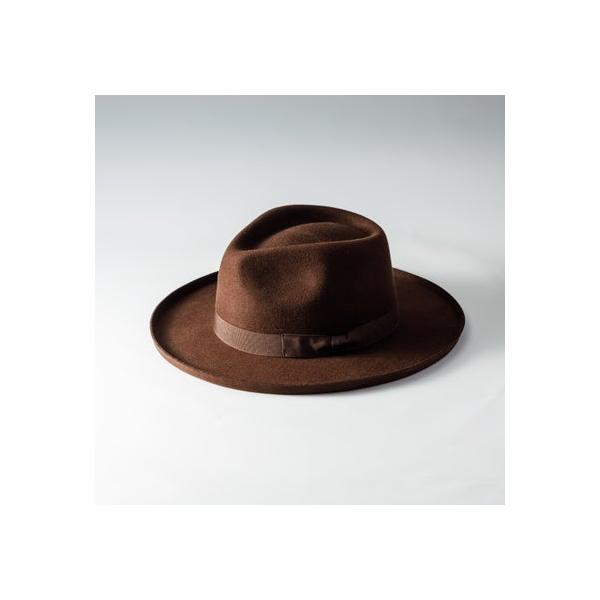 レックハッター Req Hatter BRIM UP LONG FELT HAT （BROWN
