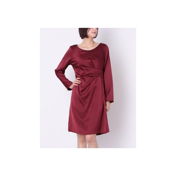 リナシメント RINASCIMENTO サテンサイドタックドレープワンピース （Bordeaux Rosso）