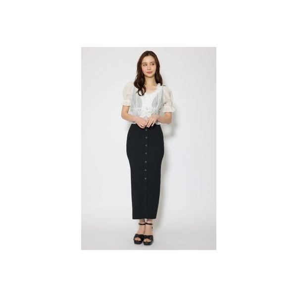 rienda（リエンダ） シフォンカーデセットタイトニットワンピース BLK 