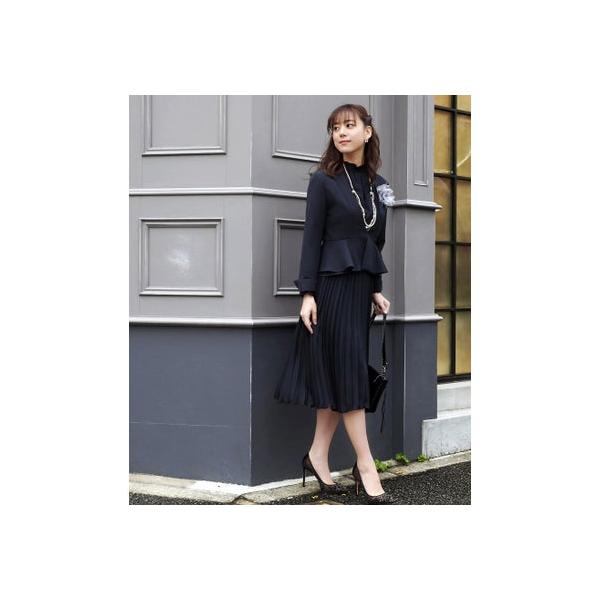 ルイルエブティック RUIRUE BOUTIQUE プリーツワンピースアンサンブルスーツ （ネイビー）