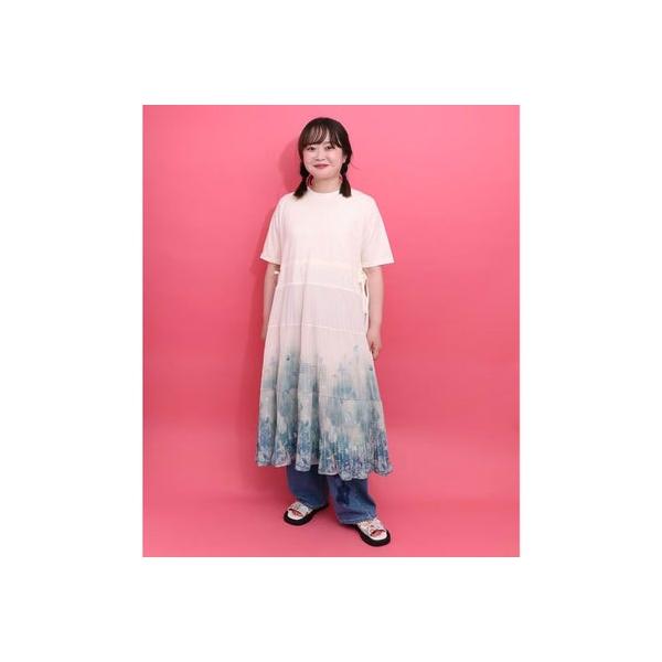 ScoLar（スカラー） 天竺xプリーツシフォン 貝殻柄グラデワンピース