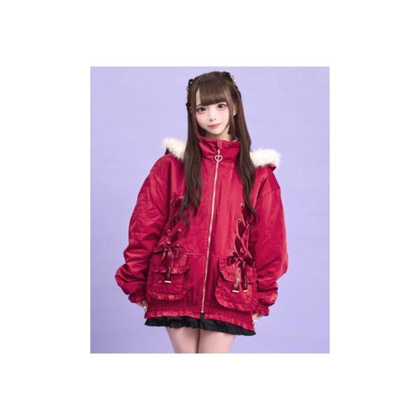 Secret Honey（シークレットハニー） レースアップブルゾン （レッド 