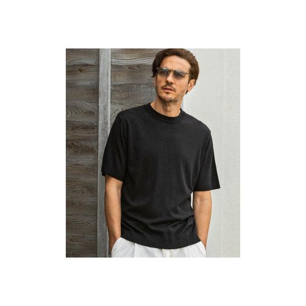 エイケイエムコンテンポラリー AKM Contemporary 【WEB・直営店限定】シルクブレンドクルーネック半袖サマーニット （ブラック）