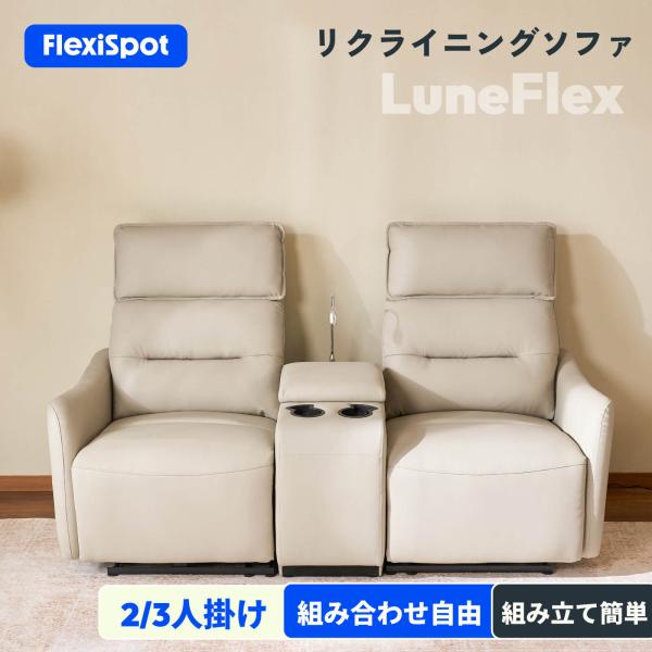 ソファー 2人掛け リクライニングソファ 【組立無料】 電動 FlexiSpot LuneFlex 電動ソファ 2人用 USB Type-C リクライニング フットレスト 無段階調整 爆買