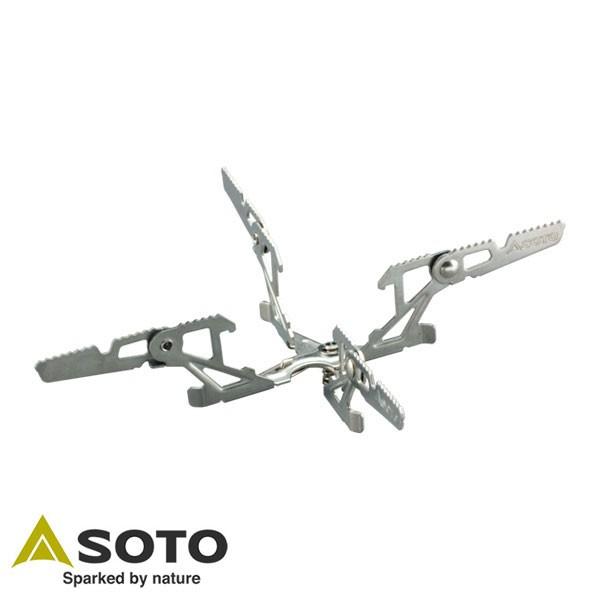 17cmまでのコッヘルに対応する大型4本ゴトク。調理を重視した使い方やグループでの使用に！※本製品はマイクロレギュレーターストーブ ウインドマスター SOD-310専用です。SOD-300やそれ以外の器具には使用しないでください。素材： ス...