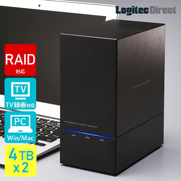 ロジテック 外付け HDD 4TB×2台 USB3.1(Gen1) / USB3.0 RAID対応 日本  