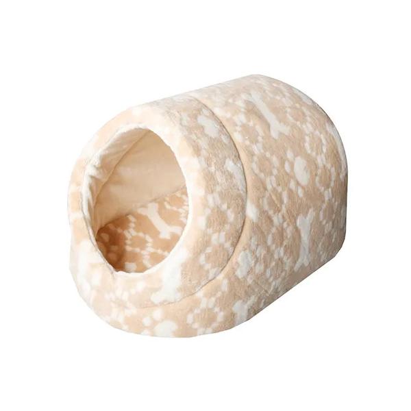 安心安全のオーガニックコットンを使用したシール織り生地を使用。綿100％だから肌触りがよく、静電気が起こりにくいので一年中お使いいただける、わんちゃん・ねこちゃんにとって最高のベッドです。上下左右後ろを壁に守られているドーム型ベッドは、わん...