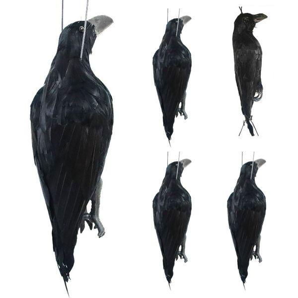 カラスよけ 5羽セット カラスよけ カラスよけ ログソルJAPAN 特大 リアル ダミー 本物そっくり 羽毛 撃退 吊るすだけ カラス対策