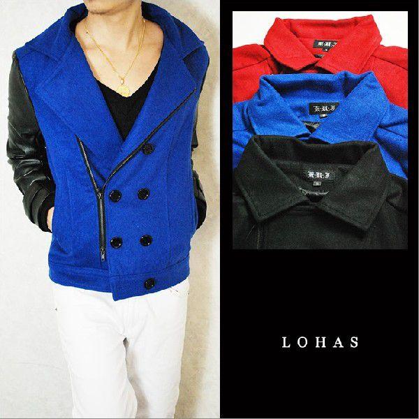 ジャケット メンズ スタジャン アウター Puレザー ウール ブルー レッド 赤 青 黒 皮 ブラック カラー カラフル オラオラ ブルゾン メルトン Buyee Buyee Japanischer Proxy Service Kaufen Sie Aus Japan