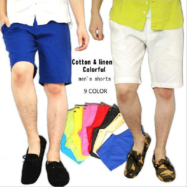 パンツ ショーツ ハーフパンツ メンズ 綿麻 リネン 麻 綿 カラー カラフル 青 ハーパン ショートパンツ カラー ピンク 白 黒 赤 レッド 黄色 Buyee Buyee 日本の通販商品 オークションの代理入札 代理購入