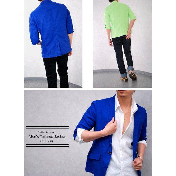 ジャケット メンズ テーラード リゾート 綿麻 七分袖 ブレザー テーラードジャケット 青 ブルー 赤 黒 白 緑 黒 Buyee Buyee 日本の通販商品 オークションの代理入札 代理購入