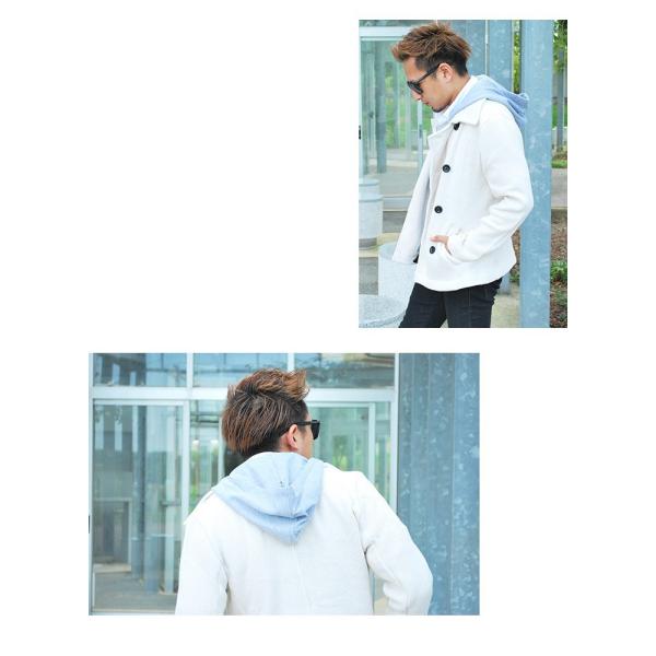 Pコート ダブルフェイス ニット フード付 メンズ ジャケット アウター コート ピーコート お兄 ホワイト 白 フード付き パーカー Bitter ビター 109 オラオラ Buyee 日本代购平台 产品购物网站大全 Buyee一站式代购 Bot Online