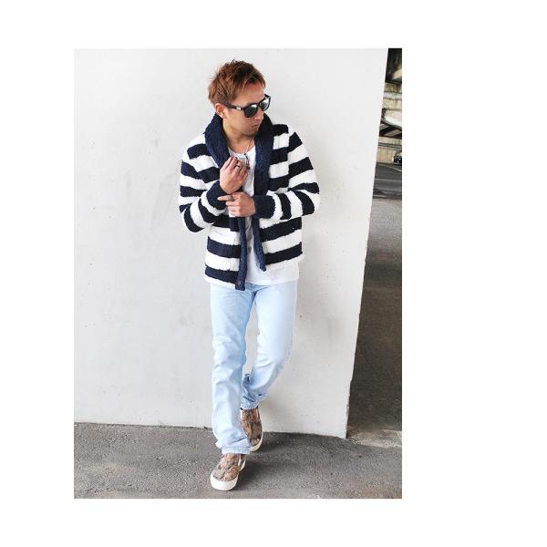 ショールカーディガン ボア Bitter メンズ カーディガン ボーダー 黒 ブラック ネイビー 白 ホワイト 白黒 モノトーン ビター 秋 冬 モコモコ Buyee Servicio De Proxy Japones Buyee Compra En Japon