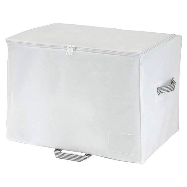 【商品について】●クローゼットの棚上に衣類や毛布などをすっきり収納できる収納袋です。●毛布・タオルケットなら1から3枚、セーター・トレーナーなら12〜16枚が収納目安です。●クローゼットへの出し入れが楽に出来る持ち手が、両サイド・前面（下部...