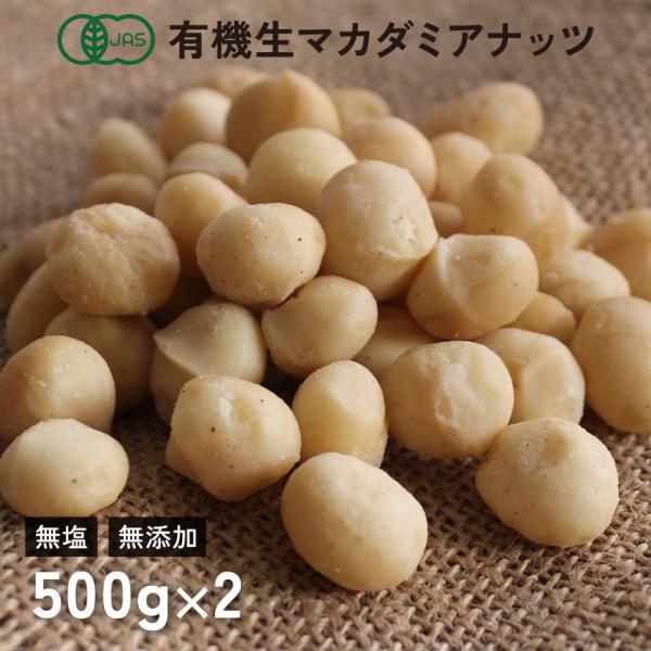 オーガニック 生マカダミアナッツ1kg(500g×２） 有機JAS認証 無添加 ノンロースト  遺伝子組み換えでない マカデミア ナッツ ローフード