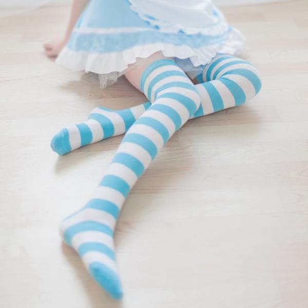 ロリータ ボーダー柄ニーハイソックス アリス 甘ロリ コスプレ ブルー ピンク しましま アリス Cnalb451 Buyee Servicio De Proxy Japones Buyee Compra En Japon