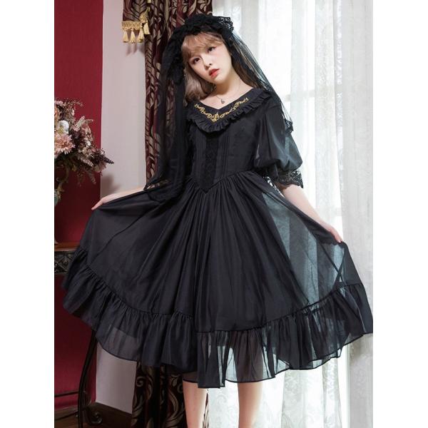 ロリータ Vラインクラシカルドレスワンピース ワンピのみ ワンピのみ コスプレ衣装 パフスリーブ クラロリ ゴスロリ 姫 ゴスロリ Loli0723 Luxury ラグジュアリ