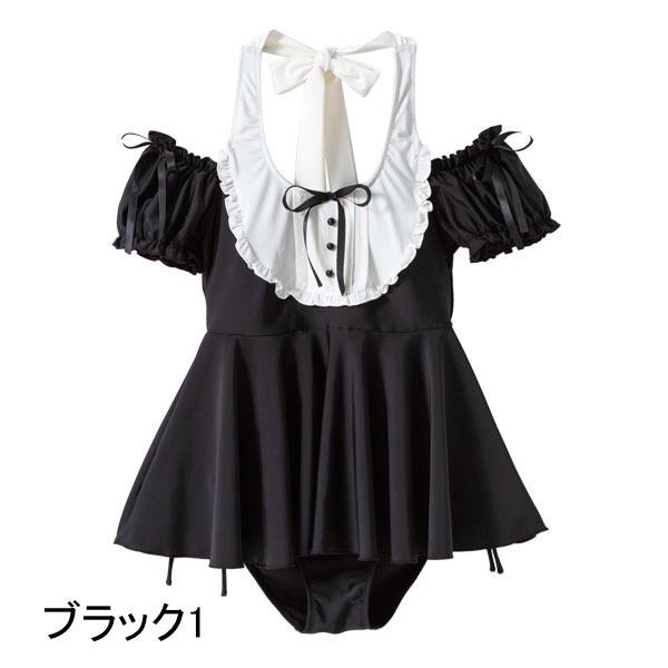 メイド風 スイムウェア 2p 2p 水着 フリル トップス パンツ ロリータ ロリータ水着 甘ロリ ロリータ オフショルダー フリル リボン かわいい Loli13 Luxury ラグジュアリ