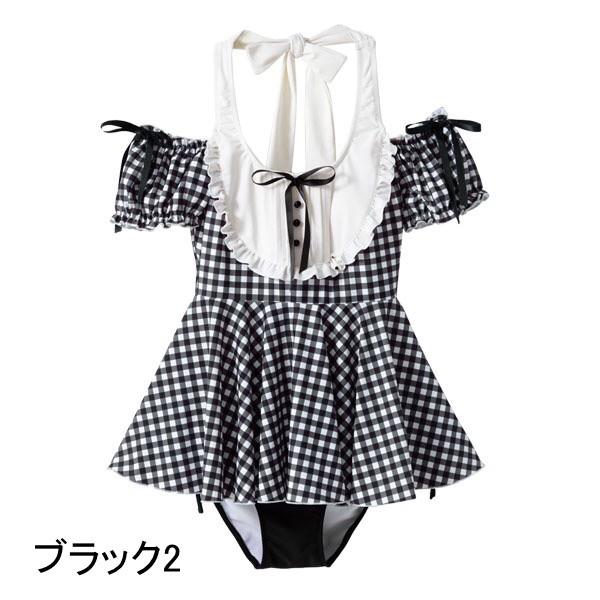 メイド風 スイムウェア 2p 2p 水着 フリル トップス パンツ ロリータ ロリータ水着 甘ロリ ロリータ オフショルダー フリル リボン かわいい Loli13 Luxury ラグジュアリ