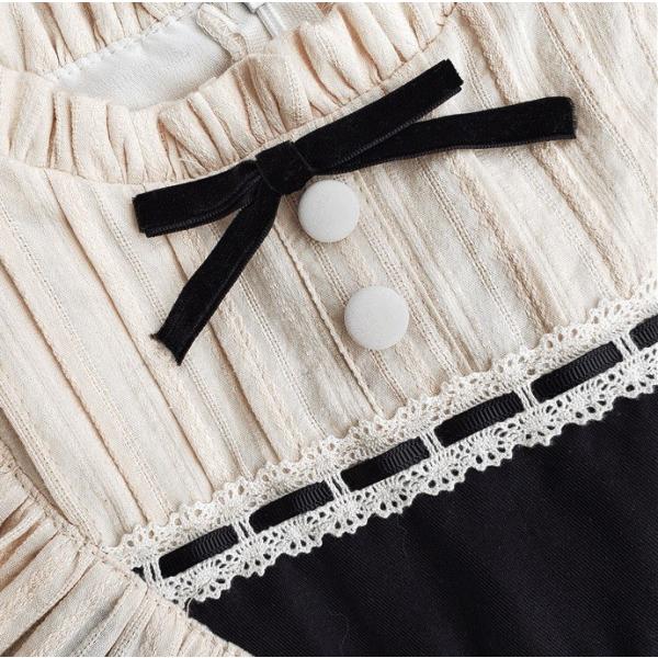 超特価sale開催即納 ロリータ クラシカル 長袖 ワンピース ワンピのみ レースアップ お嬢様 クラロリ 甘ロリ りぼん フリル マトン袖 直送商品