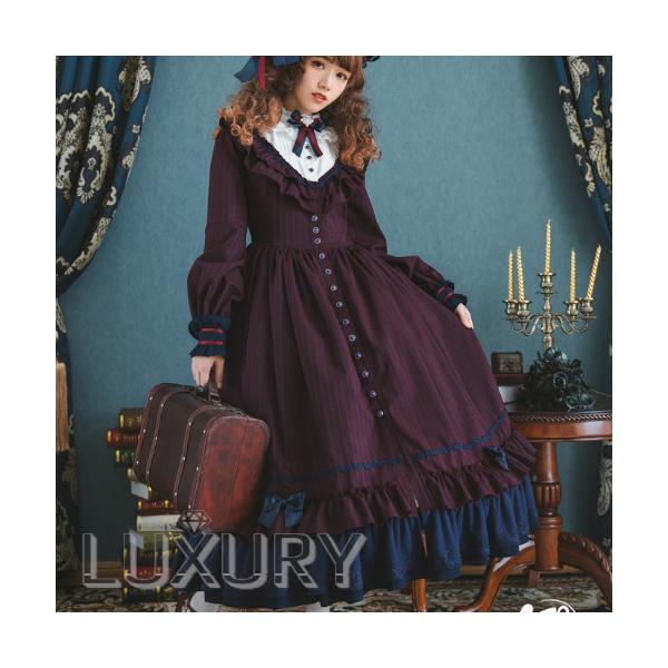 【FRILL】ゴスロリ ロリータ ドレス ワンピース ティアード ストライプ ロリータ服 ストライプ編み上げ ワンピース3色 クラシカル リボン