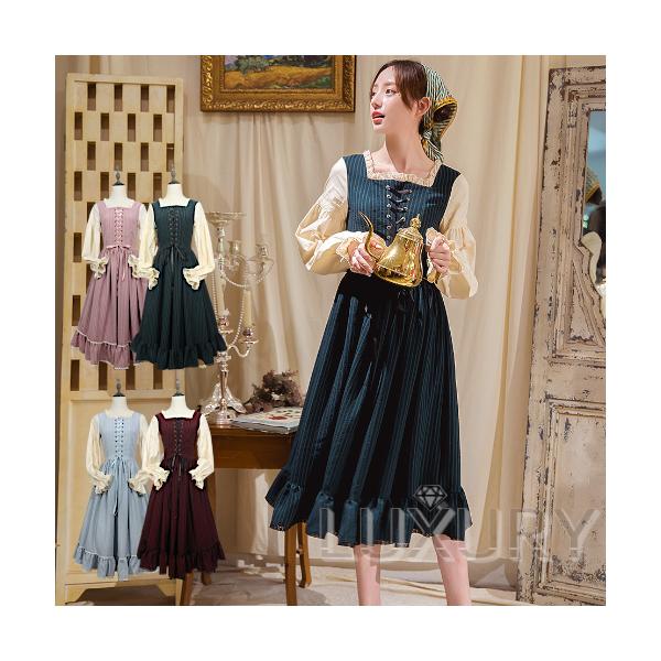 納期40日】ロリータ服 ロリータファッションノースリーブワンピース 3