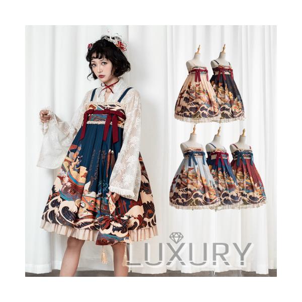 和柄レースアップスカート　スカパン　オッズオン　和ロリ loliloli_loli4386