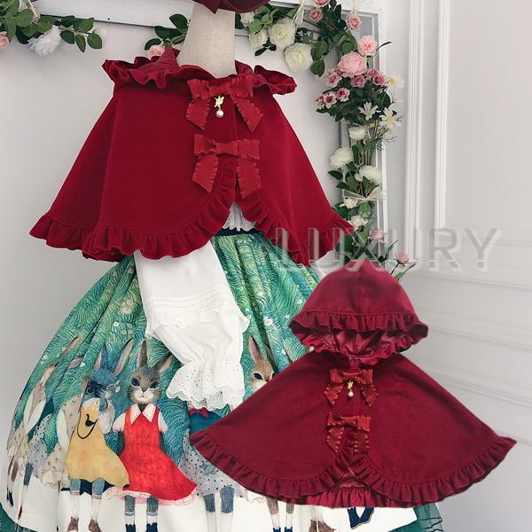 フードコート unideer 秋冬 ポンチョ アウター フリル フード