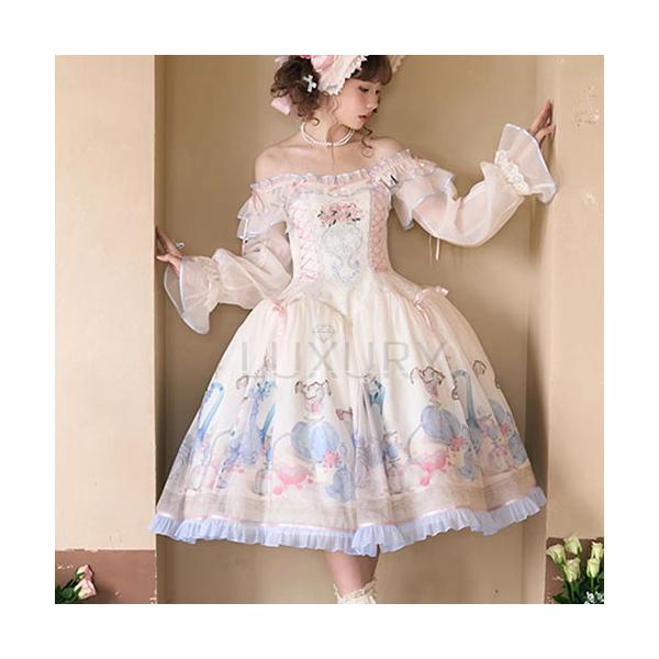 甘ロリ ワンピース のみ パステルカラー ひざ下丈 ノースリーブ