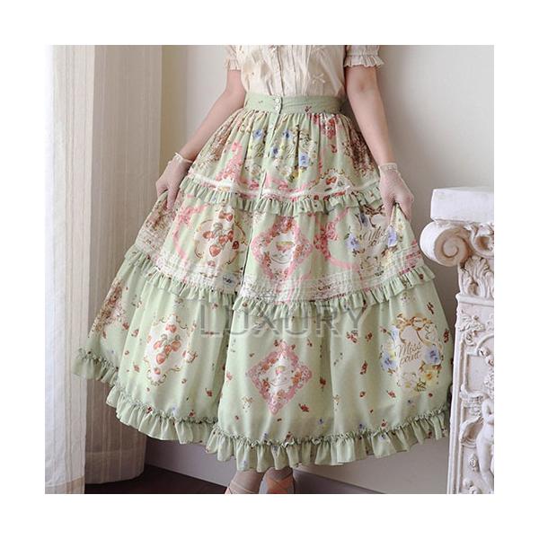 納期40日】ロリータファッション スカート のみ 花柄 お花 フリル