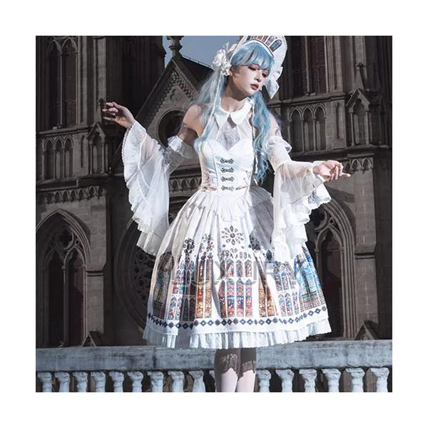 ロリータファッション ゴシック ジャンパースカート のみ 刺繍 膝丈