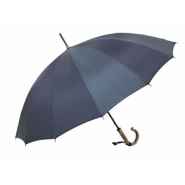 【美品】前原光榮商店 雨傘 親骨16本 濃紺 ダーク　　ネイビー 紳士傘 婦人傘 16本骨紳士傘 紺 （前原光榮商店の傘） 高級紳士傘 ☆御世話に