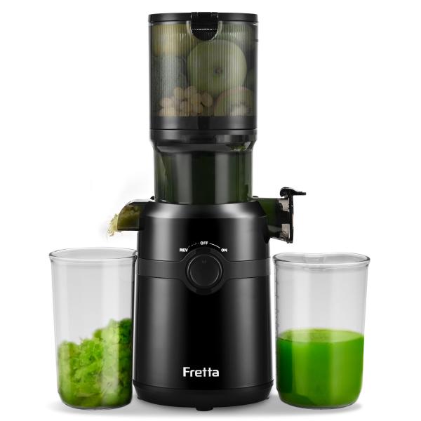 Fretta ジューサー 10.8cm広い投入口 1L大容量 スロージューサー 細かくカット不