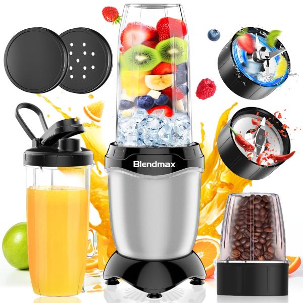 他サイト： ジューサー ミキサー 氷も砕ける 【1台多役10点セット＆2種類の刃6枚刃+2枚刃＆2の商品画像