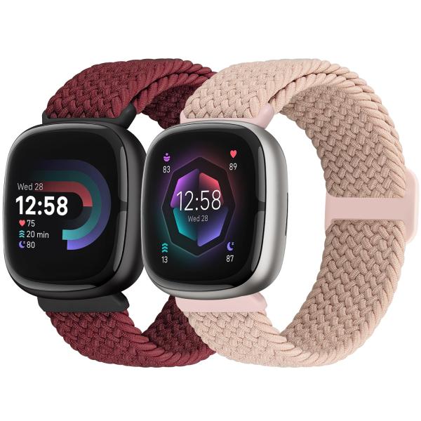 [Acortjl] 弾性編組ソロループバンド Fitbit Versa 4/Fitbit Sense 2/Fitbit Ver