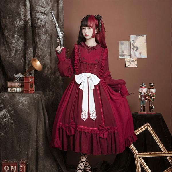 ロリータ 姫系ワンピース レディース 女の子 姫系 春秋ワンピース ロリータ ワンピース レディース 女の子 コスプレ ハロウイン 可愛い かわいい 姫系 ロリータ風ワンピ ゴス ロリ ゴスロリ ロング丈 蝶 び 代購幫