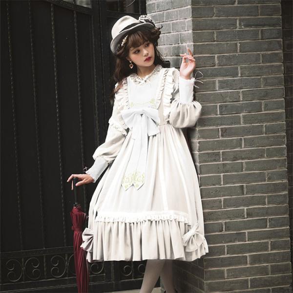ロリータ 姫系ワンピース レディース 女の子 姫系 春秋ワンピース ロリータ ワンピース レディース 女の子 コスプレ ハロウイン 可愛い かわいい 姫系 ロリータ風ワンピ ゴス ロリ ゴスロリ ロング丈 蝶 び 代購幫