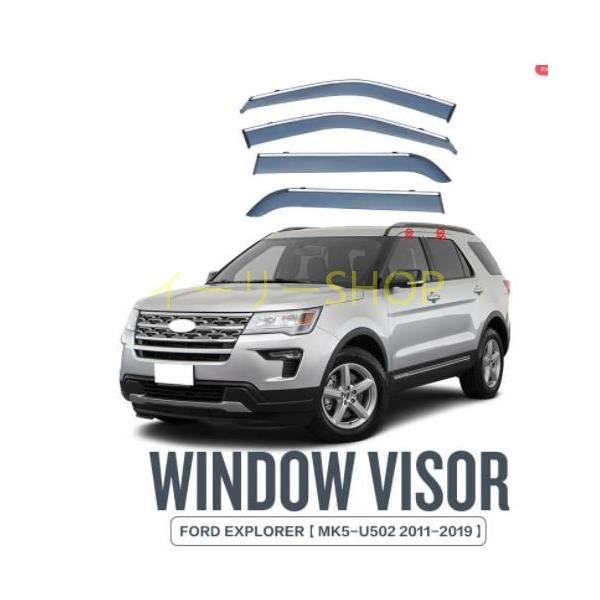 フォード エクスプローラー 2010-2019 U502 サイド ウインドウ　バイザー サイド　ガーニッシュ4Pセット 換気 雨除け 風切り音防止