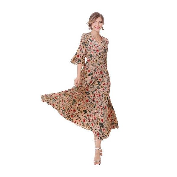 ワンピース マキシ丈 五分袖 フレア 花柄 デート着 結婚式二次会 レディース 花柄ワンピース 春夏ワンピース オフィス 大人 上品 カシュクール キレイ系 Buyee Buyee 提供一站式最全面最專業現地yahoo Japan拍賣代bid代拍代購服務 Bot Online