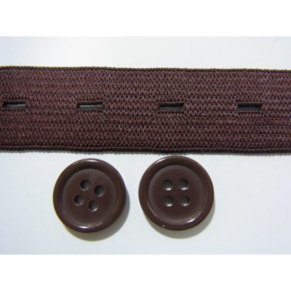 日本製 素材：ポリエステル92％、ポリウレタン8％ 20ｍｍ巾ゴム1ｍ+同色系のボタン15ｍｍ2個での価格です。 カラー：ブラウン