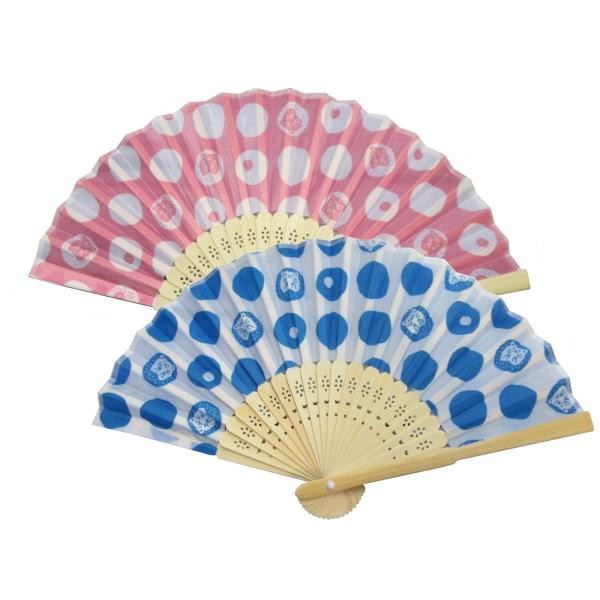 扇子 ハリネズミ 長さ15ｃｍ 新品 水玉 ハリネズミ柄 ドット 和装 まめ扇子 骨部分 天然竹 生地 ポリエステル センス 扇 うちわ ファン 竹