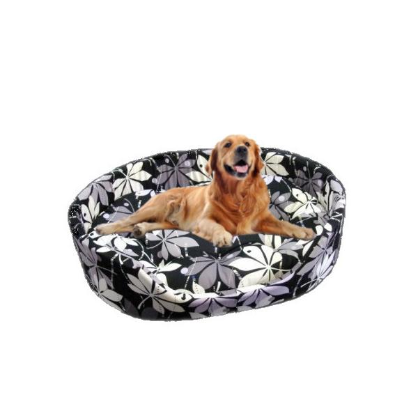 ペットベッド　ＬＬサイズ　大型犬用　日本製　リーフ柄　ブラック　丸洗いＯＫ　黒　ペットソファー洗える 犬用ベッド 国産 ネコ用ベッド 綿100％